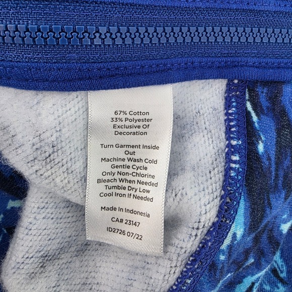 Talbots Women's Blue Swirl Print Long Sleeve Sweatshirt M Zip Sides - Picture 4 of 7